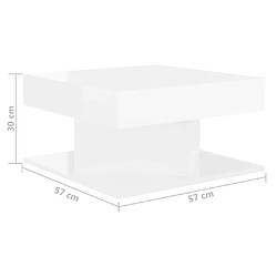 Maison Chic Table basse pour salon | Table à café Blanc brillant 57x57x30 cm Aggloméré -GKD68632 pas cher