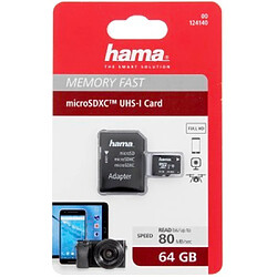 Hama MicroSDXC 64 GB classe 10 UHS-I 80 MB/s + adaptateur/mobile