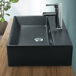 Ecd Germany ML-Design Vasque à poser carré noir mat lavabo céramique salle de bain 600x365mm