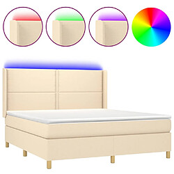 vidaXL Sommier à lattes de lit matelas et LED Crème 180x200 cm Tissu