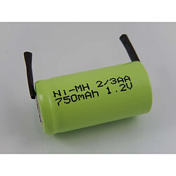 vhbw 2/3AA NI-MH pile batterie 750mAh (1.2V) cosse à souder en U pour la fabrication de modèles, éclairage solaire, téléphone, etc.