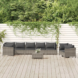 Maison Chic Salon de jardin 9 pcs + coussins - Mobilier/Meubles de jardin - Table et chaises d'extérieur Gris Résine tressée -MN83579