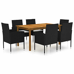 Salle à manger de jardin 7 pcs,Table et chaise à dîner Noir -MN97580