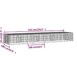 vidaXL Cage à lapin 4 panneaux 433x109x54 cm Fer galvanisé pas cher