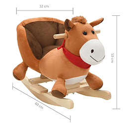 vidaXL Cheval à bascule avec dossier Peluche 60x32x50 cm Marron pas cher