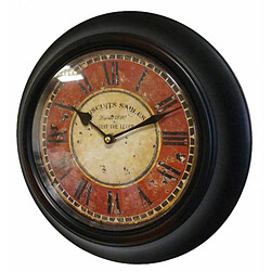 L'Héritier Du Temps Horloge Murale en Fer avec Vitre en Plexiglass Pendule de Cuisine Biscuits Sablés Noir 4x32x32cm