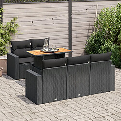 vidaXL Salon de jardin 6 pcs avec coussins noir résine tressée