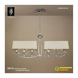 Luminaire Center Suspension Akira 2 Arm 6 Ampoules E14, chrome poli avec Abat jour crèmes