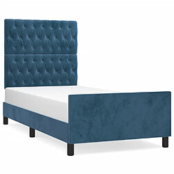 Maison Chic Lit adulte - Cadre Structure de lit avec tête de lit Contemporain Bleu foncé 90x190 cm Velours -MN54329