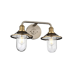 Elstead Lighting Applique murale salle de bains Hinkley Acier,verre grainé transparent Nickel antique, laiton héritage