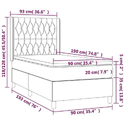 Maison Chic Lit adulte- Lit + matelas + LED,Sommier à lattes de lit matelas LED Gris clair 90x190cm Velours -GKD15163 pas cher