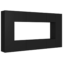 Maison Chic Ensemble de meubles TV 8 pcs | Banc TV Moderne pour salon | Meuble de Rangement - Noir Aggloméré -MN38738