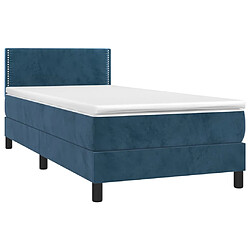 Avis Maison Chic Structures de lit + matelas,Lit à sommier tapissier avec matelas Bleu foncé 90x190 cm -MN57375