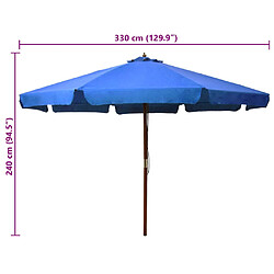 Acheter vidaXL Parasol d'extérieur avec mât en bois 330 cm Bleu azuré