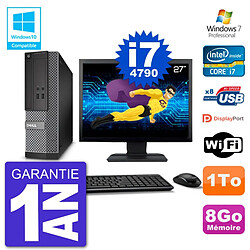 PC Dell 3020 SFF Ecran 27" Intel i7-4790 RAM 8Go Disque 1To Graveur DVD Wifi W7 - Occasion