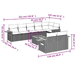 Avis Maison Chic Salon de jardin 9 pcs avec coussins | Ensemble de Table et chaises | Mobilier d'Extérieur gris résine tressée -GKD99442