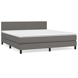 vidaXL Sommier à lattes de lit avec matelas Gris 180x200 cm Similicuir