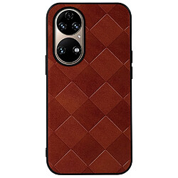 Coque en TPU + PU texture grille, antichoc rouge pour votre Huawei P50