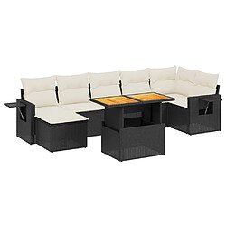 vidaXL Salon de jardin 8 pcs avec coussins noir résine tressée