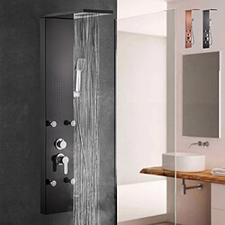 Arati Bath And Shower Colonne de douche mitigeur pomme de douche 4 jets d'eau douchette Bormio, Couleur: Noir