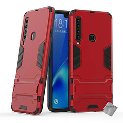 Htdmobiles Coque rigide anti choc pour Samsung Galaxy A9 (2018) + verre trempe - ROUGE