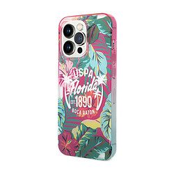 Us Polo U.S Polo Coque pour iPhone 14 Pro Max Motifs Floraux USPA Florida EST.1890 BOCA RATON Multicolore