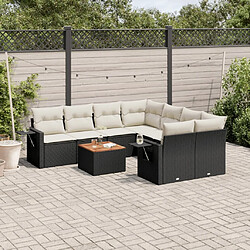 Maison Chic Ensemble Tables et chaises d'extérieur 9 pcs avec coussins,Salon de jardin noir résine tressée -GKD832779