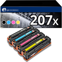 123CONSOMMABLES - 207X - Toner Compatible pour HP 207X 207A Color Laserjet Pro MFP M283fdw M255dw M282nw M283fdn M255nw W2210X W2211X W2212X W2213X Multipack (Noir Cyan Magenta Jaune)