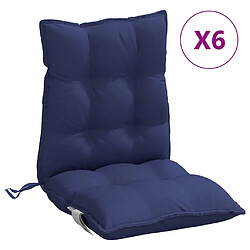 vidaXL Coussins de chaise à dossier bas lot de 6 bleu marine