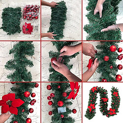 Universal Anneau de fleur d'arbre de Noël 270 cm, couronne arbre de Noël artificielle décorée de lampes LED, cheminée d'escalier devant l'entrée de l'arbre de Noël (rouge) (rouge) (rouge) (rouge) pas cher