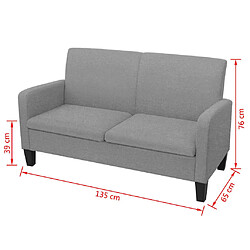 Acheter Maison Chic Canapé à 2 places,Sofa de Salon,Canapé droit 135 x 65 x 76 cm Gris clair -GKD552827