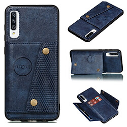 Wewoo Coque Rigide Pour Galaxy A70s Etui de protection magnétique antichoc en PU + TPU avec fentes cartes Bleu