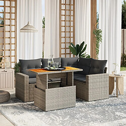 vidaXL Salon de jardin 5 pcs avec coussins gris résine tressée