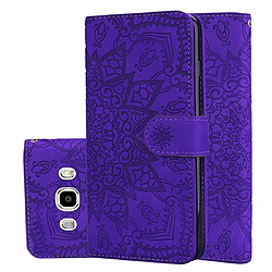 Wewoo Housse Coque Étui en cuir gaufré à double rabat avec motif pour mollet fentes portefeuille et porte-cartes Galaxy J5 2016 / J510 violet