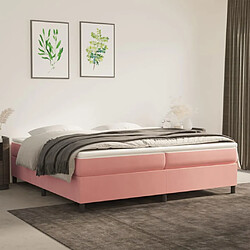 vidaXL Sommier à lattes de lit avec matelas Rose 200x200 cm Velours