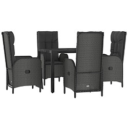 Avis Maison Chic Ensemble à manger d'extérieur 5 pcs avec coussins,Salon de jardin,Mobilier de jardin Noir Résine tressée -GKD309288