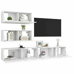 Avis Maison Chic Ensemble de meubles TV 4 pcs | Banc TV Moderne pour salon | Meuble de Rangement - Blanc Aggloméré -MN59286