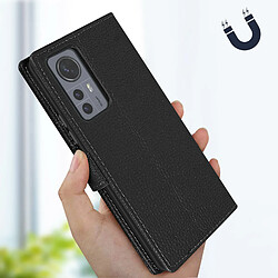 Avizar Housse Xiaomi 12 Pro Clapet Portefeuille Support Vidéo Noir pas cher