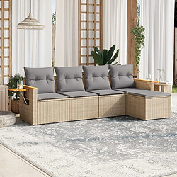 Maison Chic Salon de jardin avec coussins 5 pcs | Ensemble de Table et chaises | Mobilier d'Extérieur beige résine tressée -GKD35147