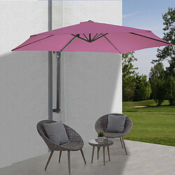 Decoshop26 Parasol mural pour balcon terrasse avec mât inclinable 3m polyester aluminium/acier 9kg couleur lavande rouge 04_0005638