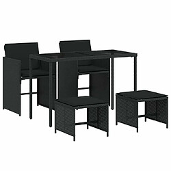 Maison Chic Ensemble à manger d'extérieur 5 pcs avec coussins,Salon de jardin,Mobilier de jardin Noir Résine tressée -GKD147427