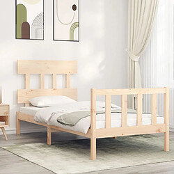 Maison Chic Cadre/structure de lit et tête de lit pour adulte - Lit Moderne Chambre 100x200 cm bois massif -MN60306