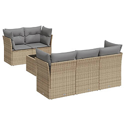 vidaXL Salon de jardin avec coussins 6 pcs beige résine tressée