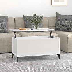 ComfortXL Table Basse Blanc Brillant 90x44,5x45 Cm Bois D'ingénierie