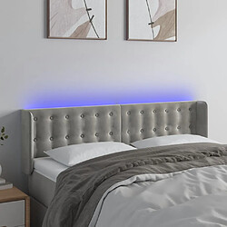 vidaXL Tête de lit à LED Gris clair 147x16x78/88 cm Velours