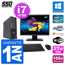 PC Dell T1700 SFF Ecran 19" Intel Core i7-4790 RAM 16Go SSD 2To Windows 10 Wifi - Occasion