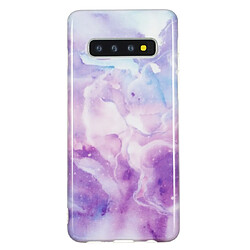 Wewoo Coque Fashion Etui de protection en TPU pour Galaxy S10 Plus Marbre Violet