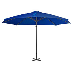 Helloshop26 Parasol déporté avec mât en aluminium 300 cm bleu 02_0008491