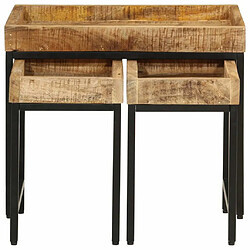 Avis Maison Chic Lot de 3 Tables basses gigognes pour salon | Table à café bois de manguier massif brut et fer -GKD66111