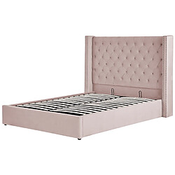 Beliani Lit avec coffre en velours rose 160 x 200 cm LUBBON pas cher